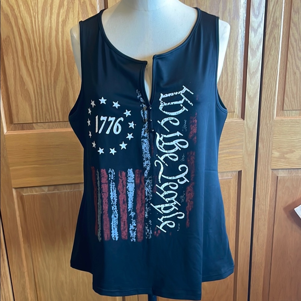 Black Patriotic Women's Top 1776 We The People XL